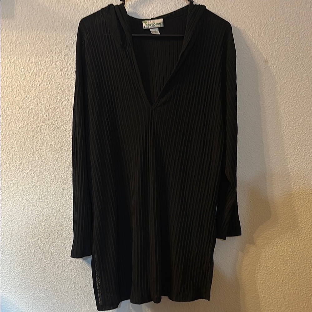 Portocruz black hooded swimsuit cover size large